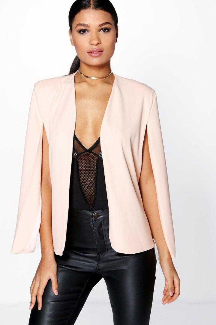 Boohoo Mia Cape Blazer Nude