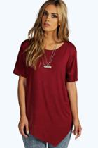 Boohoo Plus Olivia Asymmetric Tee Wine