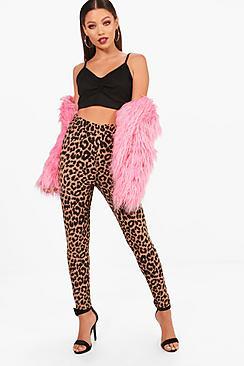 Boohoo Aimee High Waist Crepe Leopard Print Leggings