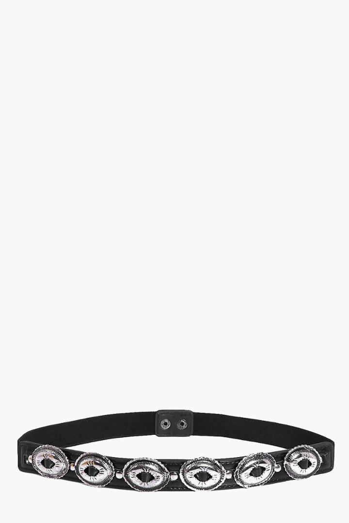 Boohoo Maisy Western Concho Waist Belt Black