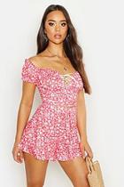 Boohoo Ditsy Floral Peasant Top & Frill Short Co-ord