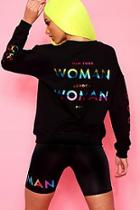 Boohoo Woman Rainbow Foil Print Oversized Sweat