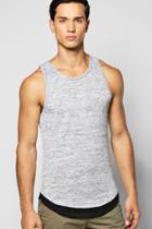 Boohoo Longline Knitted Tank Top With Mock Hem Black