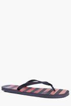 Boohoo Palm Print Stripe Flip Flops Orange