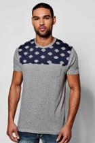 Boohoo Aztec Panel T Shirt Grey
