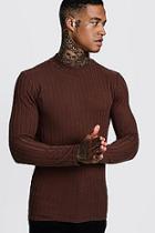 Boohoo Brushed Rib Turtle Neck Muscle Fit Jumper