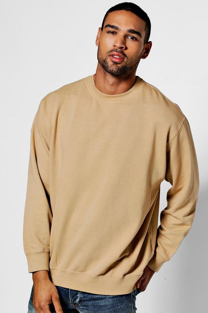 Boohoo Oversized Enzyme Washed Sweater Sand