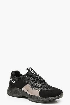 Boohoo Tonal Metallic Panel Trainers