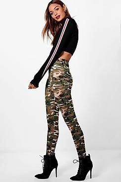 Boohoo Lianne Camo Jersey Leggings