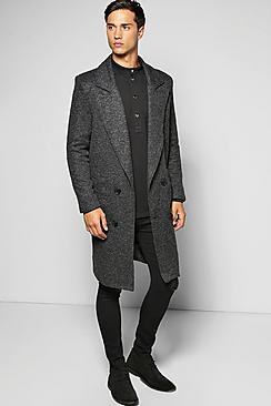 Boohoo Textured 3/4 Smart Lined Overcoat