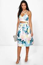 Boohoo Tammy Strappy Crop & Full Midi Skirt Co-ord Set Multi