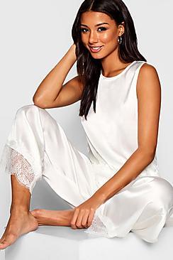 Boohoo Bride Lace & Satin Pj Set