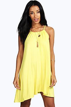 Boohoo Tie Neck Swing Dress