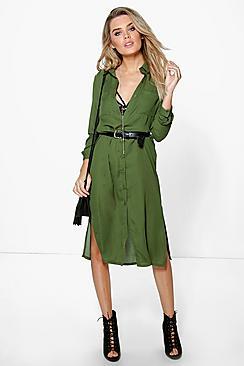 Boohoo Arianna Low Back Shirt Dress