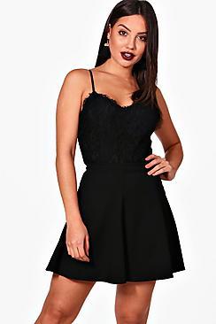 Boohoo Tailored Panelled Skater Skirt