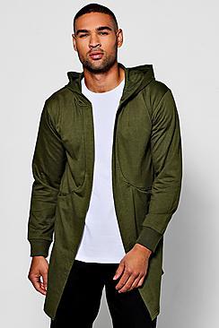 Boohoo Longline Hooded Jersey Cardigan