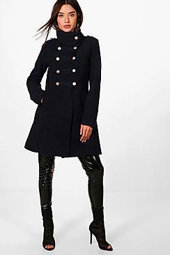 Boohoo Hannah Military Wool Look Coat