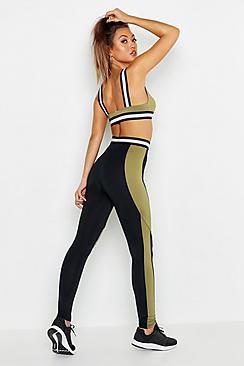 Boohoo Fit Contrast Panel Running Leggings