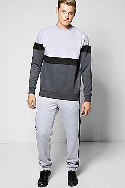 Boohoo Sweatshirt Panelled Tracksuit