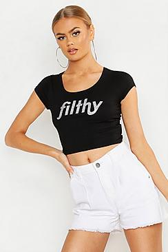 Boohoo Filthy Silver Glitter Printed Crop Top