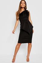 Boohoo Petite One Shoulder Pleated Detail Midi Dress