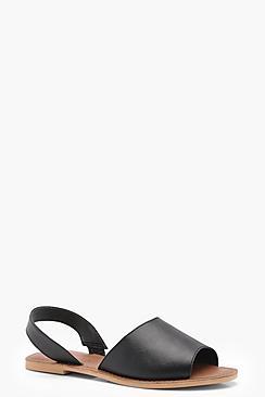 Boohoo Lily Wide Fit 2 Part Peeptoe Leather Sandal