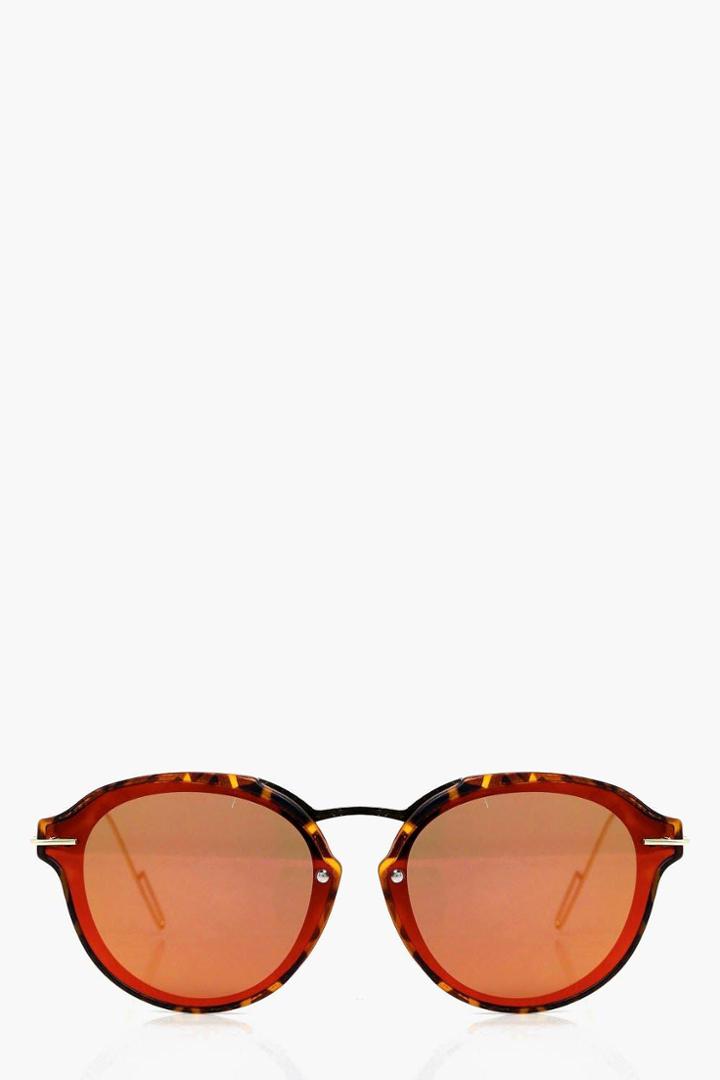 Boohoo Aimee Metal Trim Sunglasses Orange