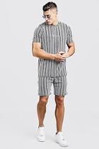 Boohoo Man Signature Jaquard Stripe T-shirt & Short Set
