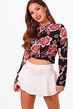 Boohoo Petite Jess Twist Front Woven Blouse