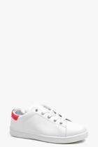 Boohoo Amy Lace Up Flat Trainer With Colour Tab Red