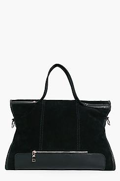 Boohoo Jemima Suedette Metal Detail Holdall Bag