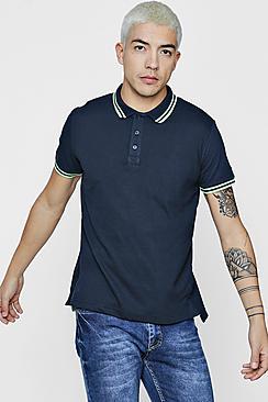 Boohoo Short Sleeve Polo With Rib Collar