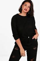 Boohoo Plus Leanne Long Sleeve Jumper With Zip Back