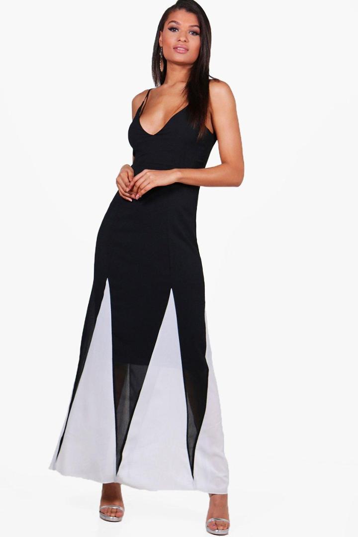 Boohoo Gaynor Colour Block Maxi Dress Black
