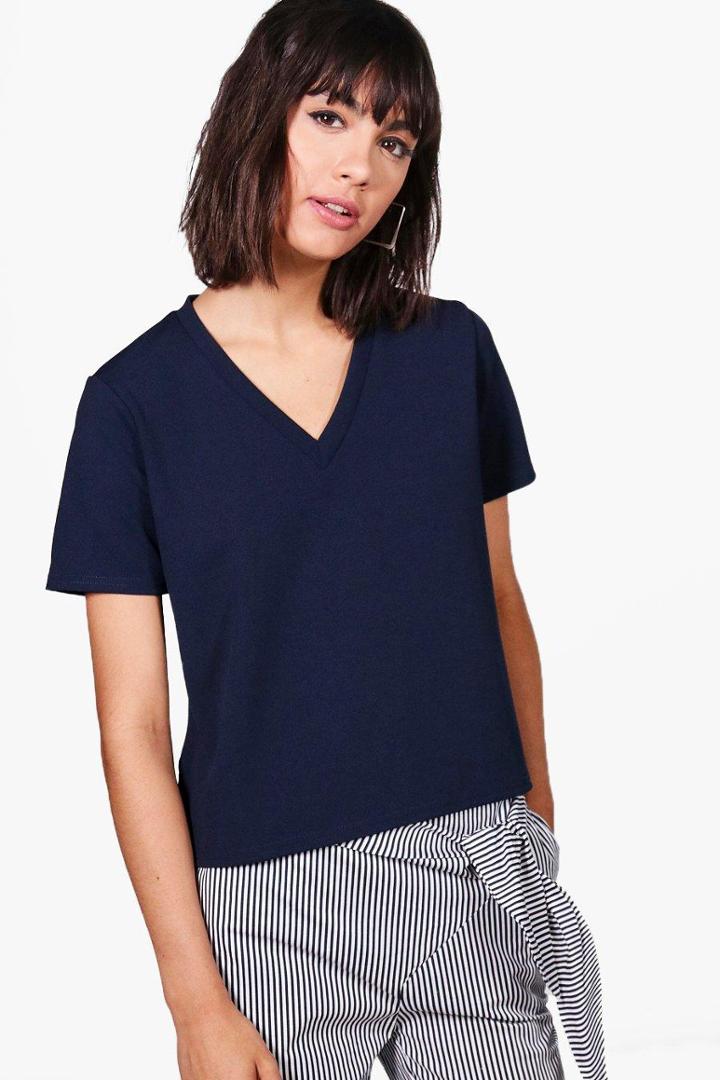 Boohoo Melanie Tailored Top Navy
