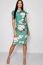 Boohoo Floral Ruffle Tailored Midi Dress