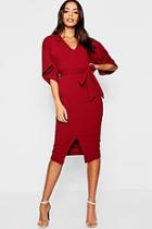 Boohoo Kimono Sleeve Split Front Midi Dress