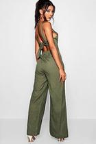 Boohoo Tie Back Wide Leg Jumpsuit