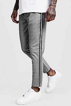 Boohoo Window Pane Check Tape Detail Jogger