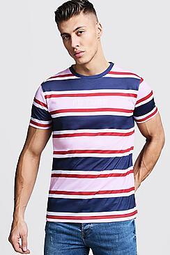 Boohoo Short Sleeve Stripe T-shirt With Future Embroidery