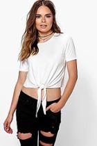 Boohoo Freya Knot Front Short Sleeve Tee