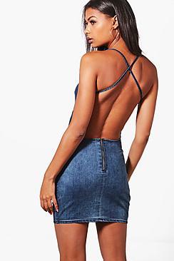 Boohoo Nicola Cross Back Strap Bodycon Dress