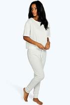 Boohoo Kayla Ribbed Tshirt And Jogger Lounge