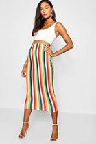 Boohoo Rainbow Stripe Midaxi Skirt