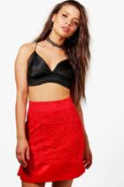 Boohoo Emma Lace Skirt Red