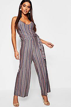 Boohoo Glitter Stripe Jumpsuit