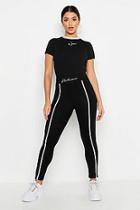 Boohoo Woman Embroidered Binding Cotton Leggings