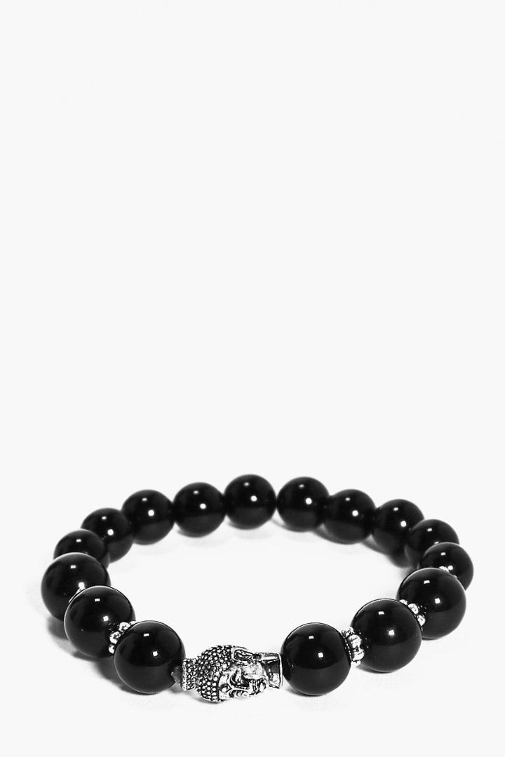 Boohoo Buddha Head Bracelet Black