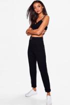 Boohoo Tall Claudi Woven Buckle Detail Trousers Black