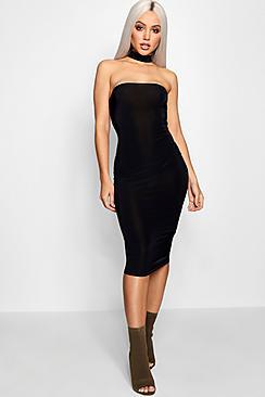 Boohoo Charlotte Bandeau Choker Midi Dress